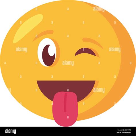 Crazy Emoji Face With Tongue Out Flat Style Icon Vector Illustration