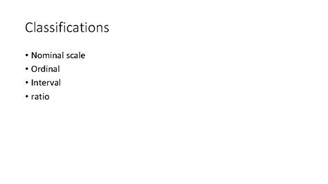 Measurement Of Scales Classifications Nominal Scale Ordinal Interval