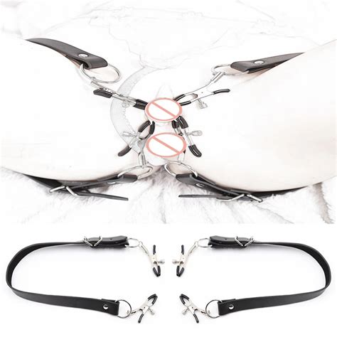 Wrap Around Thigh Spread Labia Spreader Straps With Vagina Clamps