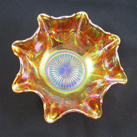 Antique Imperial Marigold Oval And Round Carnival Glass Bowl Carnival Glass