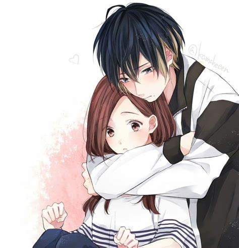 Cute Anime Couple In Love Hug ~ Anime Girl