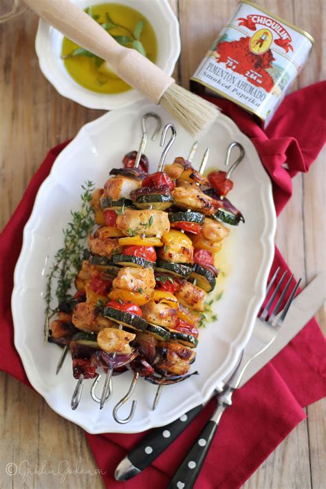 Ricetta degli spiedini di pollo e verdure alla paprika ...