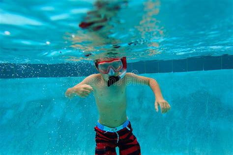 Little Boy Swimming Underwater Active Kids Stock Photo Image Of Pool