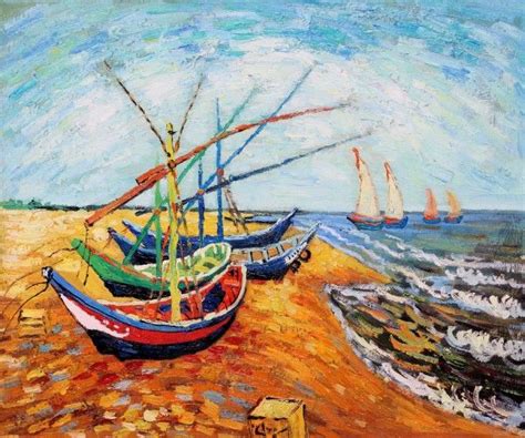 Fishing Boats On The Beach Vincent Van Gogh Van Gogh Paintings Van