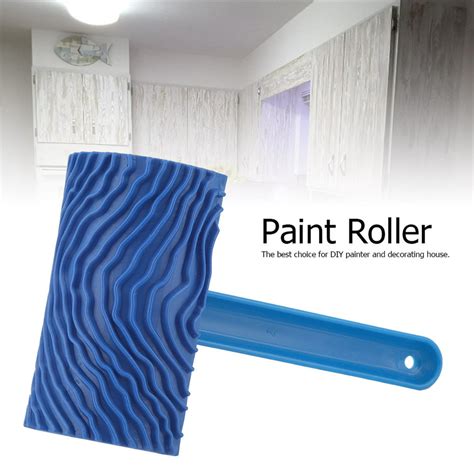 Otviap Blue Rubber Wood Grain Effect Paint Roller With Handle Diy Wall