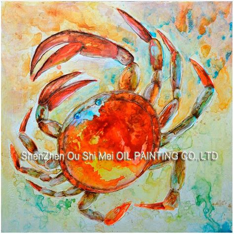 Maybe you would like to learn more about one of these? Water Colour Animal Home Decor Wall Art Handmade Crab Oil Painting on Canvas Seafood Restaurant ...