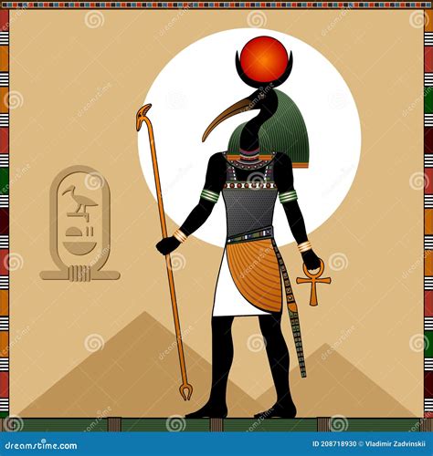 Religion Of Ancient Egypt God Thoth Stock Vector Illustration Of Hieroglyphs Gods 208718930