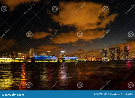 Panorama Of Downtown Miami Skyline At Sunset Florida Miami Florida
