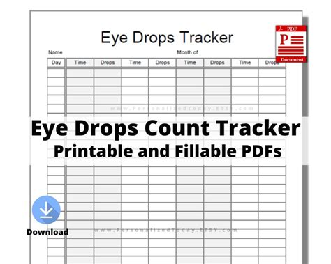 Printable Eye Drops Tracker Fillable And Print And Write Pdf Etsy