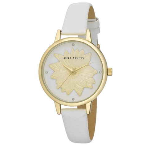 Laura Ashley Round Flower Dial Strap Watch