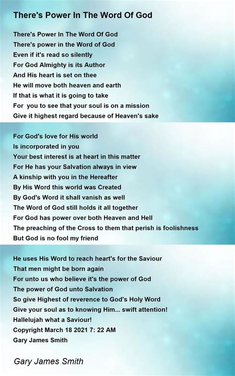Theres Power In The Word Of God By Gary James Smith Theres Power In
