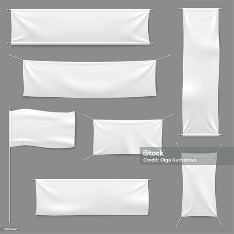 White Textile Banners Blank Fabric Flag Hanging Canvas Sale Ribbon