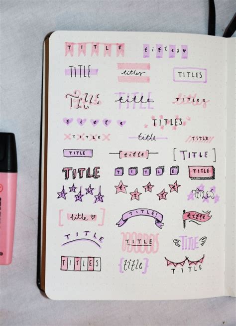 50 Easy And Cute Title Ideas For Your Bullet Journal No Hand Lettering