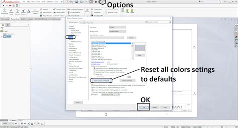 Design Tech Academy Reset Color Setting In Solidworks Drawing