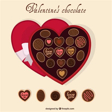 Free Vector Chocolates Heart Shaped Box