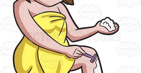 A Woman Shaving Her Legs Using A Razor And Cream Cartoon Clipart