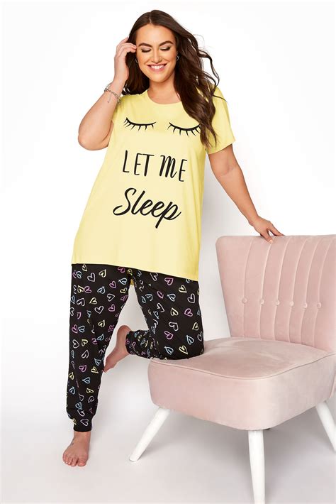 Yellow Let Me Sleep Dipped Back Pyjama Top Yours Clothing