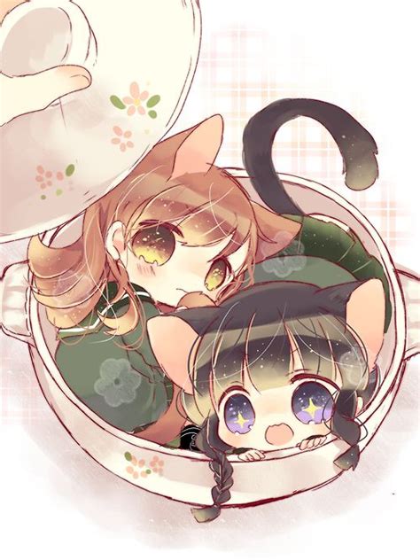Kawaii Cute Anime Girls Digital Art Neko Cat Girls Cat Ears