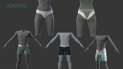 Genesis 8 Femalemale Lingerie Underwear Set Clo3d Marvelous Designer Project Objfbx