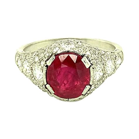Art Deco Burmese Ruby And Diamond Ring In Platinum Circa 1920s For