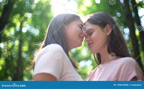Intimate Date Of Two Lesbians Affectionate Attitude To Each Other