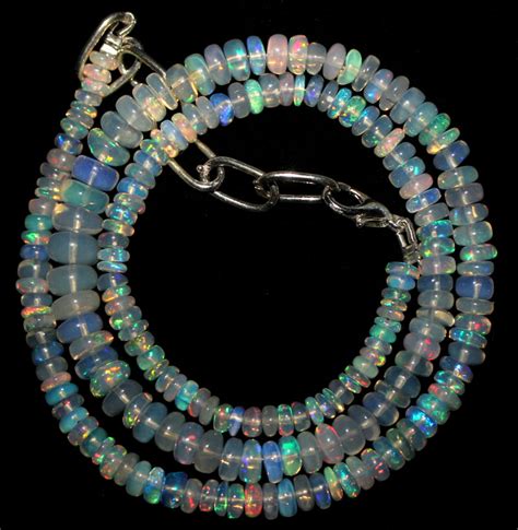 Crt Natural Ethiopian Welo Fire Opal Beads Necklace