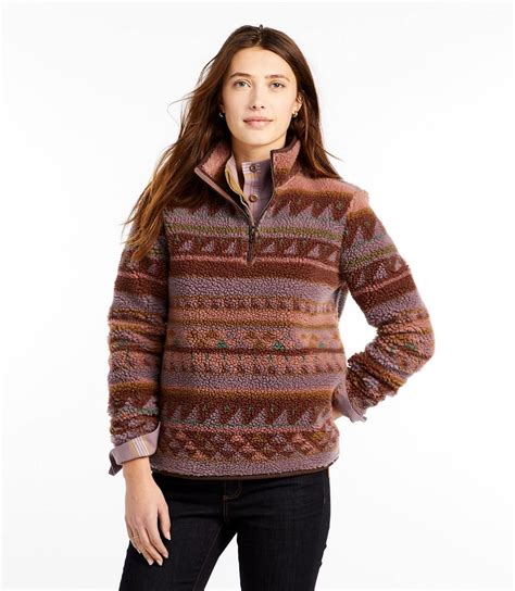 women s signature sherpa fleece pullover quarter zip jacquard pullover womens fleece tops