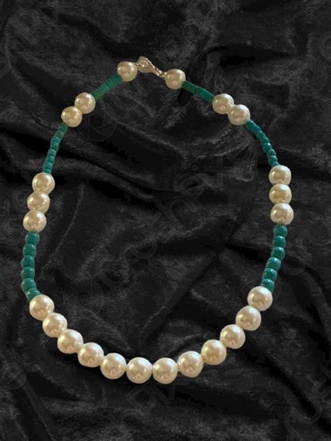 Pearl And Turquoise Beaded Necklace Handmade Fine Jewelry Etsy