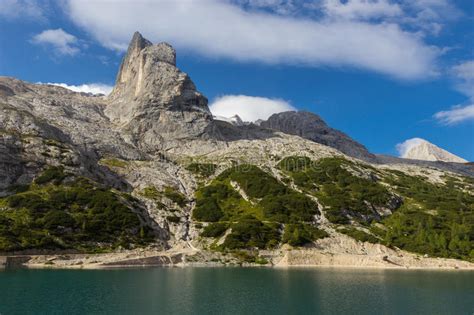 Fedaia Lake In Dolomites Alps Italy Stock Image Image