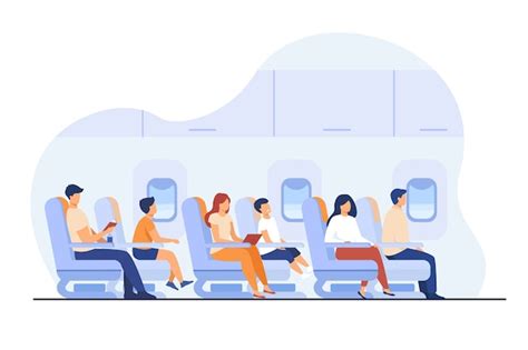 Free Vector Passengers Traveling By Plane Isolated Flat Vector Illustration Cartoon