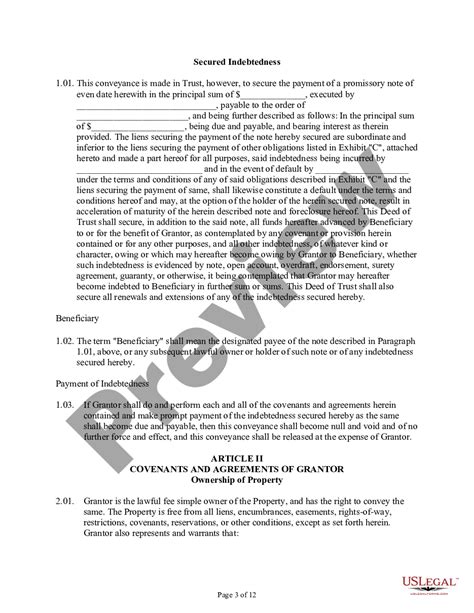 Amarillo Texas Deed Of Trust And Security Agreement Us Legal Forms