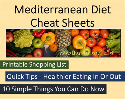 Mediterranean Diet Cheat Sheets Etsy