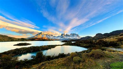 Clouds Above Los Cuernos And Lake Pehoé In Torres Del Paine Chile