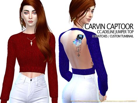 Sims 4 — Ccadeline Jumper Top By Carvincaptoor — Created For Sims4