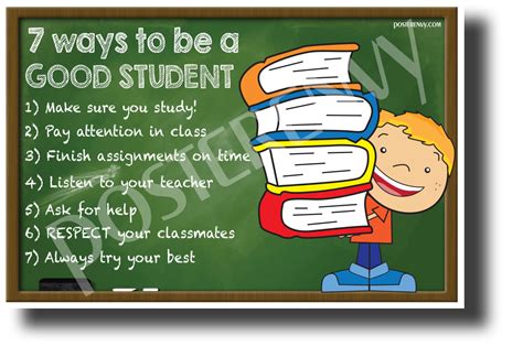Seven Ways To Be A Good Student New Classroom Motivational Poster