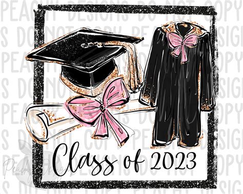 Graduation 2023 Png Cap And Gown Sublimation Digital Download Etsy