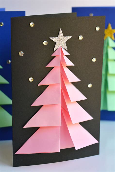 Christmas Tree Card Easy 3d Paper Tree Card One Little Project