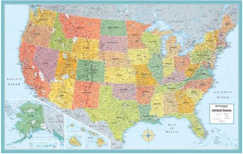 Rand Mcnally M Series Full Color Laminated United States Wall Map 50 X