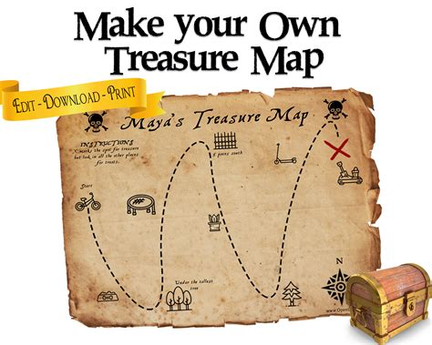Diy Treasure Map Printable Templates You Can Edit And Etsy