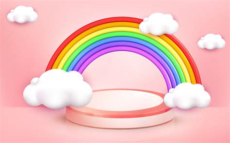 Illustration Of Rainbow Design Background On 3d Cartoon Style 3167048