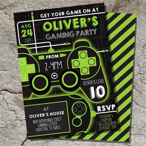 Gaming Party Invitation Video Game Invitation Gamer Party Etsy