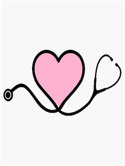 Pink Heart Stethoscope Sticker For Sale By Sketchables Redbubble