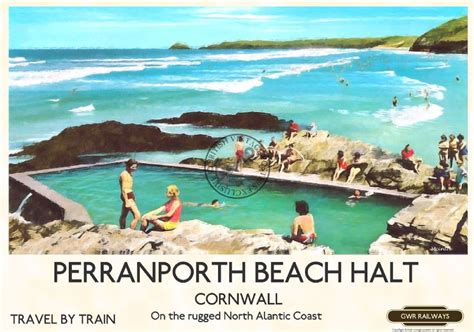 Perranporth Cornwall Beach Posters Railway Posters Tourism Poster