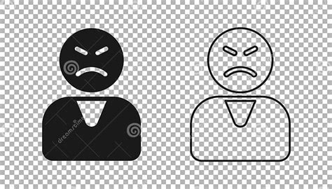 Black Angry Customer Icon Isolated On Transparent Background Vector