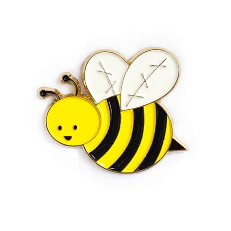 Bumble Bee Enamel Pin Cute Cartoon Funny Happy Nature Flower Etsy