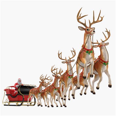 Reindeer Santa Sleigh Real Real Santa Sleigh Reindeer High Resolution