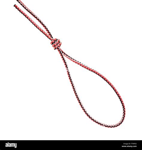 Loop Of Gallows Knot Tied On Synthetic Rope Cut Out On White Background