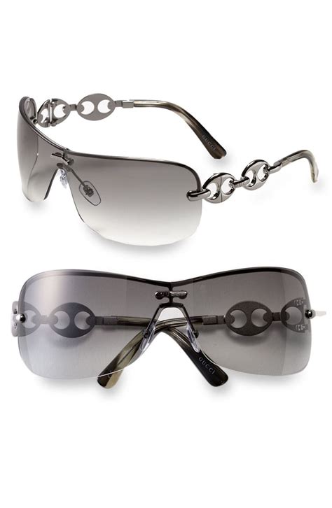 Gucci Rimless Shield Sunglasses With Chain Detail Nordstrom