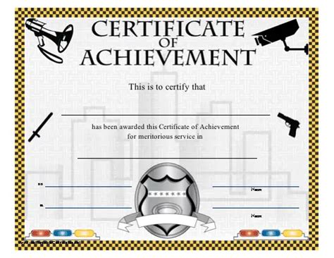 Certificate Of Achievement Law Enforcement And Security Printable