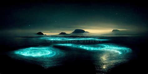Bioluminescence Bio Luminescent Ocean Ai Generated Bioluminescent